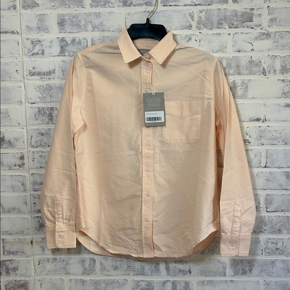 Everlane Women’s Relaxed Oxford Shirt Apricot 100% Organic Cotton Minimalist NWT